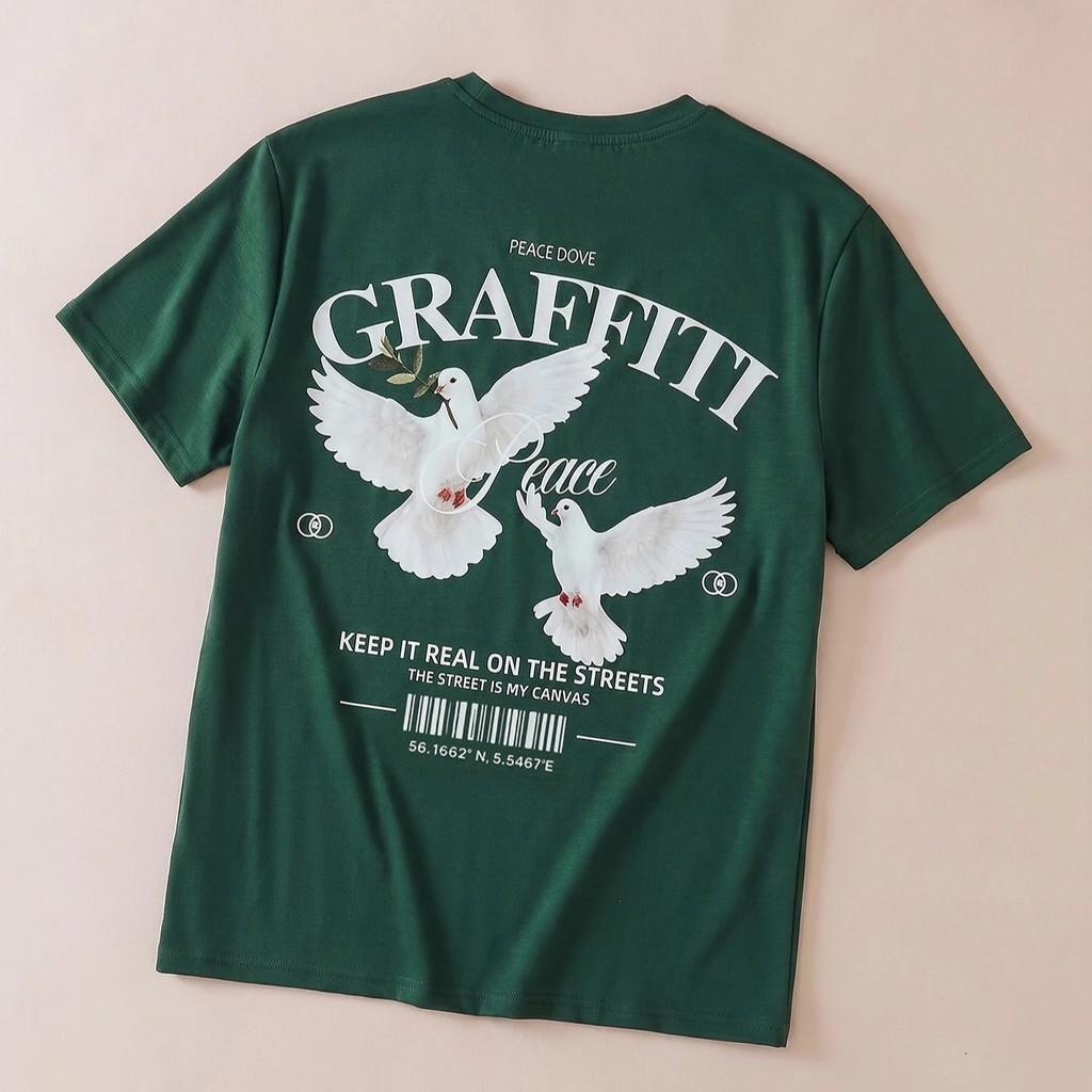 Camiseta Masculina Graffiti Peace - Camisa Estampada Streetwear Unissex 100% Algodão Plus Size