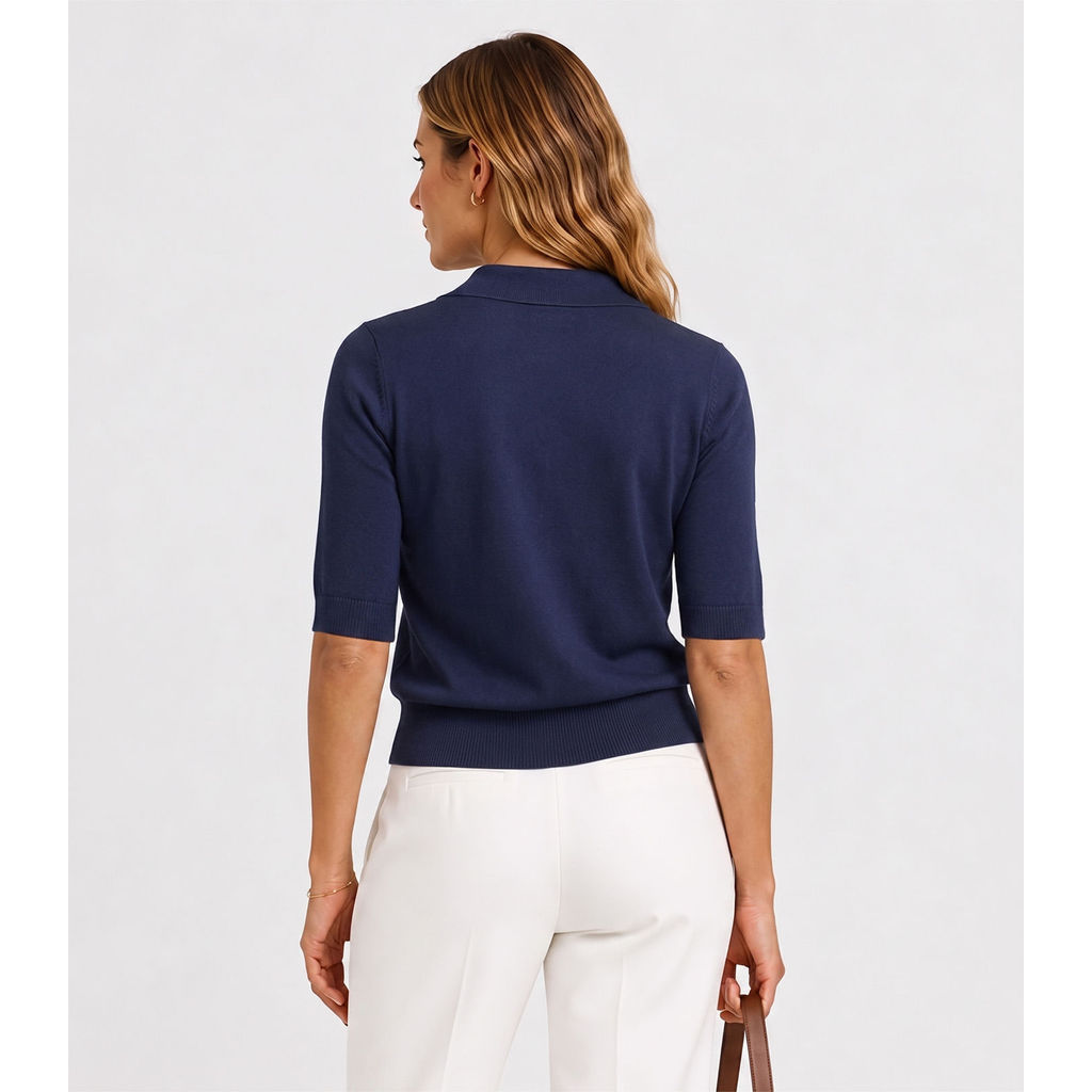 Blusa Polo Feminina Tricot Select Azul · foto 2