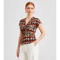 Blusa Feminina Estampada Decote Nó Donna Preto