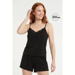Pijama Curto Feminino Malha de Viscose Marialícia Preto