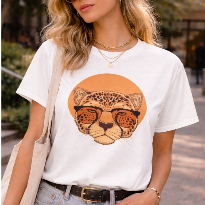 Blusa Camisa Estampada Feminina Estilosa Confortável Manga Curta Básica Camiseta Dia a Dia Verão Versátil