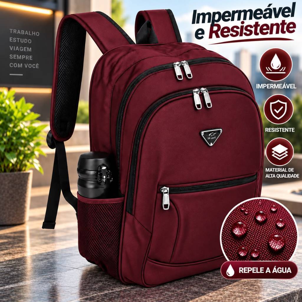 Mochila Masculina Executiva Grande Resistente à Água para Notebook Trabalho