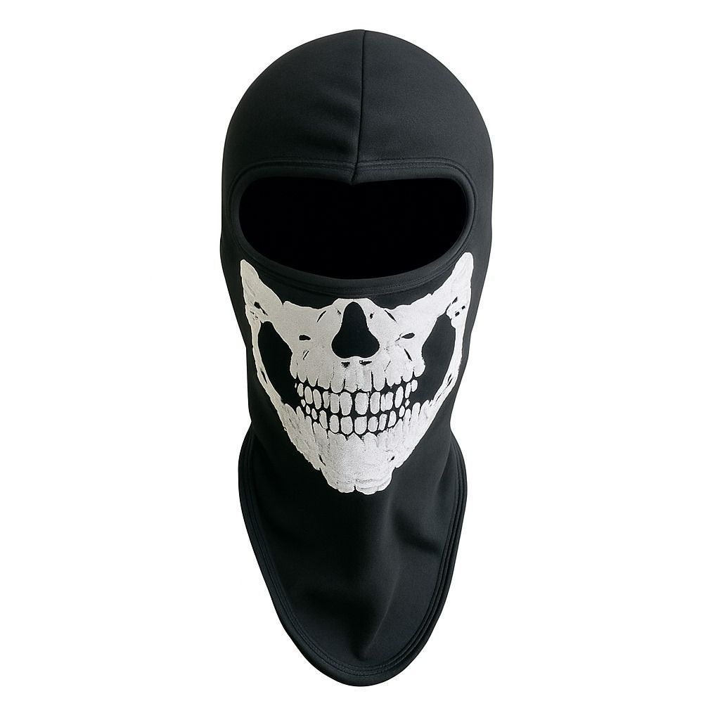 Touca Ninja Balaclava Capuz Caveira Tamanho Único Algodão Preta — imagem 2 de 2