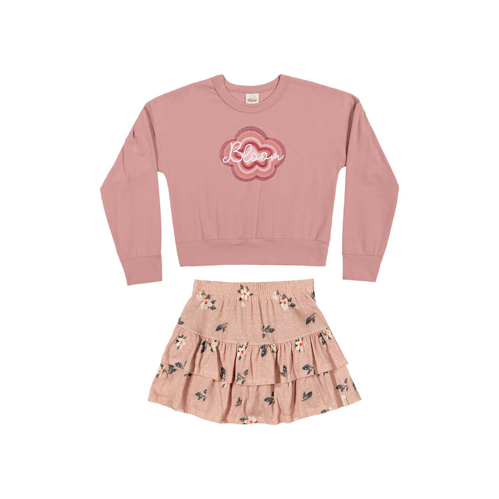 Conjunto Infantil Menina Bloom Com Babados Elian Rosa