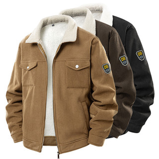 Cross-Border tamanho europeu outono inverno jaqueta de veludo masculino velo engrossado na moda lapela Workwear cordeiro