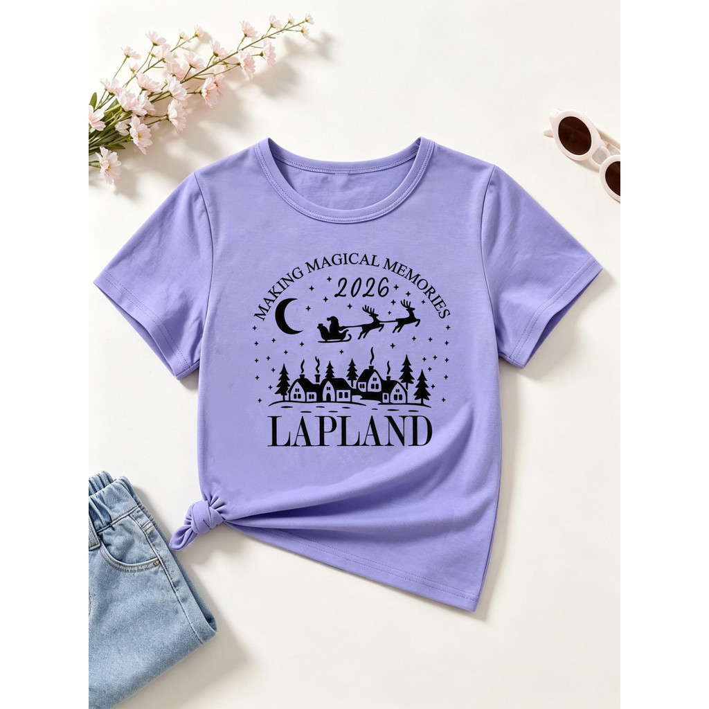 Fazendo Memórias Mecânicas 2026 Lapland Impresso T Camisa Meninas/Meninos Natal Camiseta Engraçado Crianças Roupas