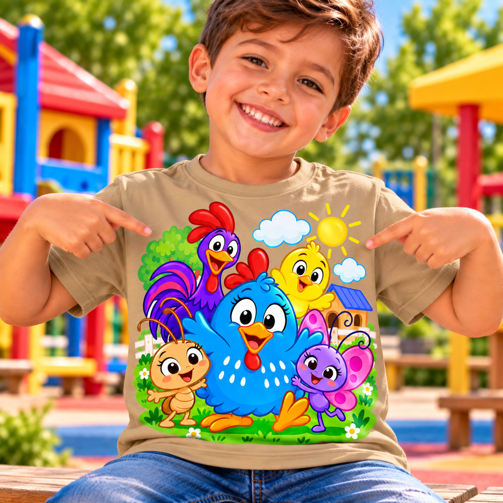 Camiseta Infantil Personagens Galinha Pintadinha Camisa Blusa Algodão Premium Presente Aniversário