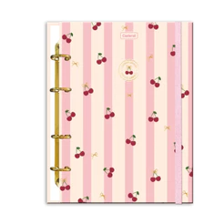 Caderno Argolado Colegial 80fls Cherry Lovers - CADERSIL Capa:Listrado Rosa