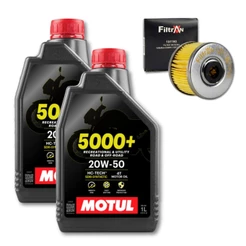 Kit TROCA ÓLEO 2X MOTUL 5000+ 20W-50 4T 1L + 1 Filtro FILTRAN YAMAHA CROSSER 150 FAZER 150 FACTOR 150-125