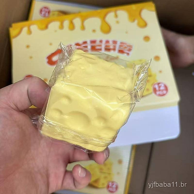 1 Unidade Bola Antiestresse Cubo de Queijo 5 cm, Brinquedo Macio, não retorna à forma original após apertar, brinquedo