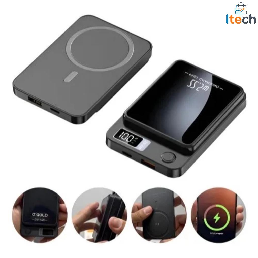 Carregador Portátil 10000 mAh 22.5W Para iPhone , Powerbank De Indução Magsafe-itech