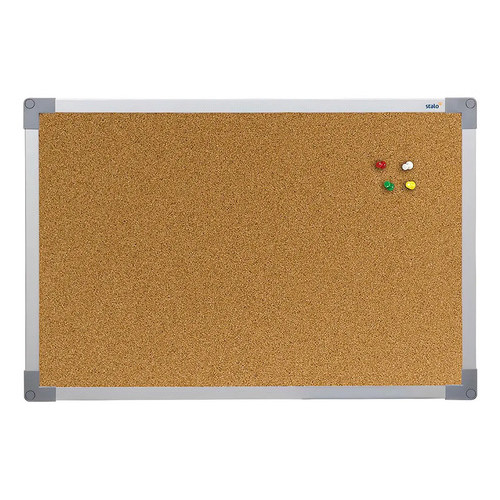 70x50 Quadro De Cortiça Stalo Moldura Cor Alumínio Para Recados E Lembretes