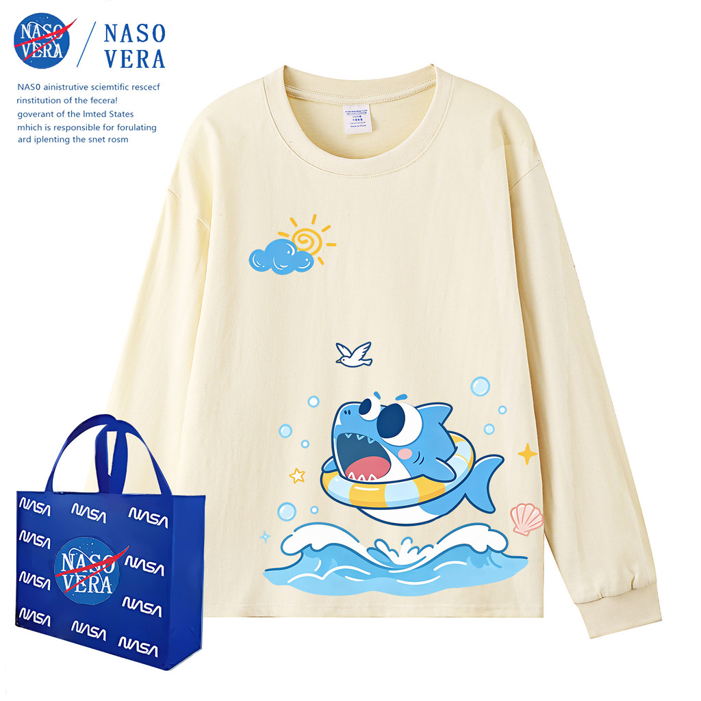 Nova tendência da moda pequeno tubarão impressão crianças de manga comprida primavera outono venda quente dos desenhos a