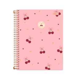 Caderno 10 Matérias Universitário Cherry Lovers 160 Folhas - CADERSIL Capa:Cereja Rosa