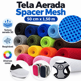 Tela Aerada Spacer Mesh 50x150cm Tecido 3D Respirável para Calçados Bolsas Mochilas Pet e Artesanato
