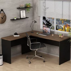 Escrivaninha Mesa Escritório em L 160cm Nogal Marrom Nogal