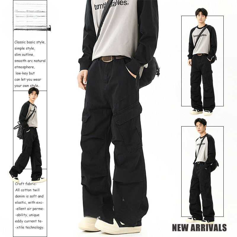 Calça Jeans Preta Masculina de Perna Larga