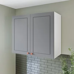 Armário Aéreo 2 Portas 80 cm Pérola Yescasa Cinza/Branco Branco/Cinza