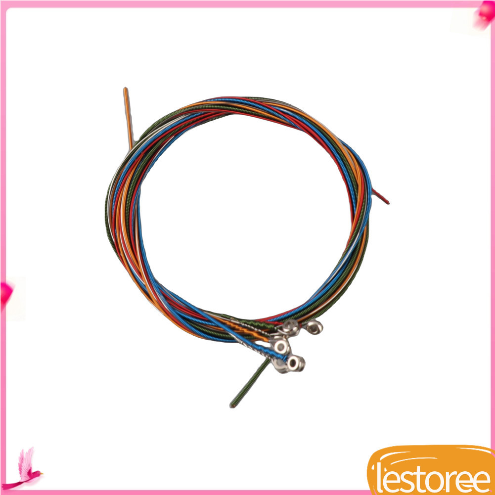 lestoree.br Cordas de guitarra de aço 6 peças de cordas acústicas coloridas sobressalentes para guitarristas iniciantes