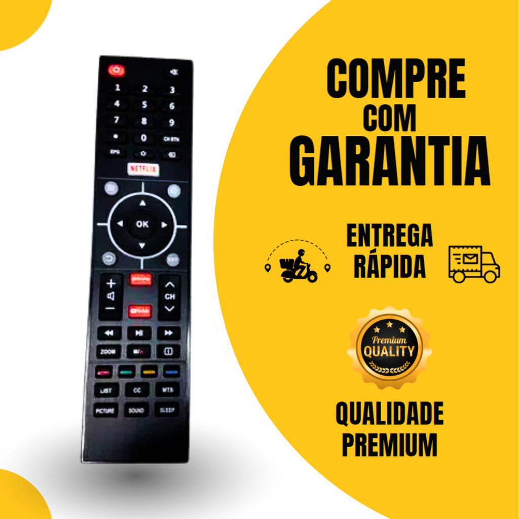 Controle Remoto Semp Toshiba Smart Netflix Youtube Ct6810 + Pilhas — imagem 2 de 2