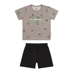 Conjunto Bebê Menino Estampa Robôs Elian Cinza