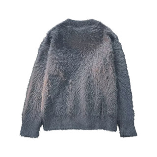 Men Knitwear Velvet Sweater Men's Oversized Winter Thickened Fluffy Pullover Mid-length Round Neck Long Sleeve Elastic A