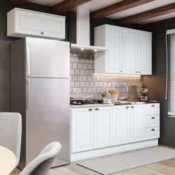 Cozinha Compacta Modulada 4 Peças Emily Branco/Calcare Branco/Calcare