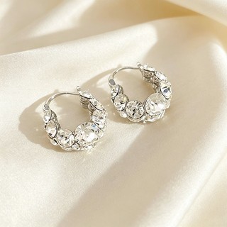 Brincos de diamante completo francês Retro simples requintado High-End brincos feminino luz luxo moda nicho elegante All