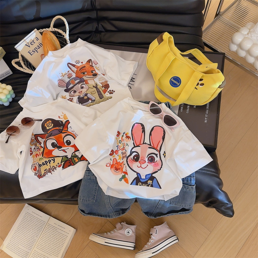 Crianças camiseta de manga curta 2026 verão novo estilo meninos meninas versão coreana dos desenhos animados tridimensio