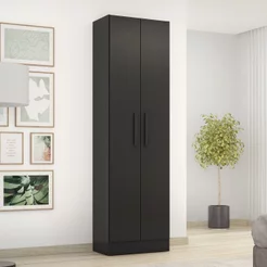 Armário Multiuso Escritório NT4045 com 2 Portas e Prateleiras Preto/Tx Preto Tx