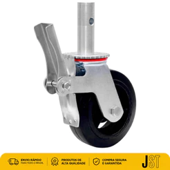 Rodízio Giratório para Andaime 6x2 300kg com Freio - JST Espiga Maciça