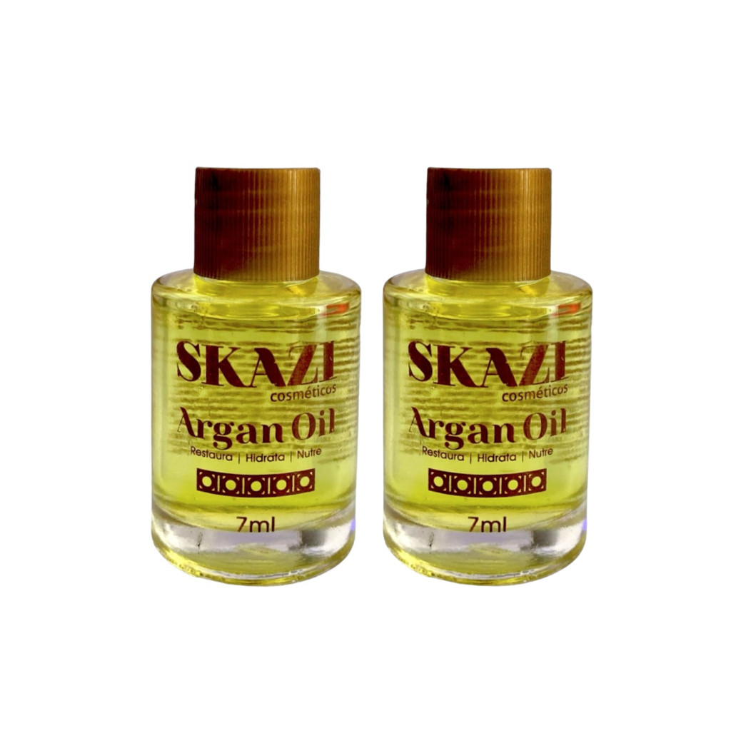 Kit 2 Óleos de Argan 7ml Skazi Cosméticos - Finalizador Capilar com Proteção Térmica
