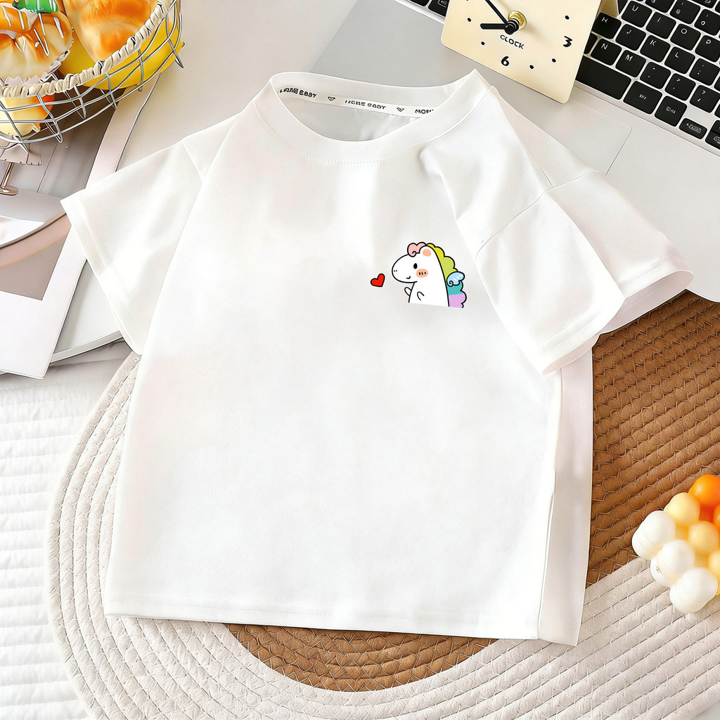 Crianças puro algodão de manga curta camiseta meninas 2026 novo estilo verão venda quente macio pele-amigável em torno d