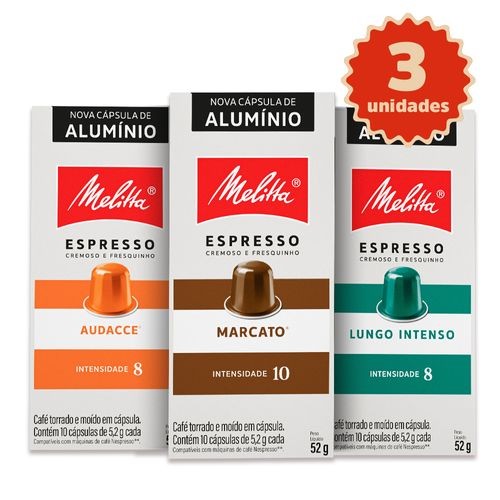 Kit 30 Cápsulas Melitta® Audacce®, Lungo Intenso e Marcato®