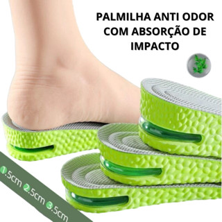 Palmilha Altura Verde Espuma Conforto Gel Elevador Anti Odor Eleva Altura Invisível em Oferta na Shopee
