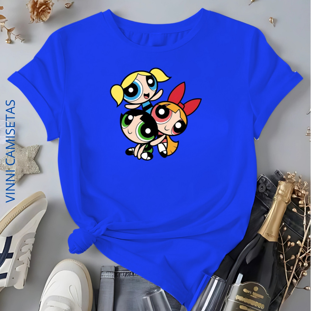 Camiseta Feminina Estampada Meninas Super Poderosas Blusa 100%Algodão Desenho