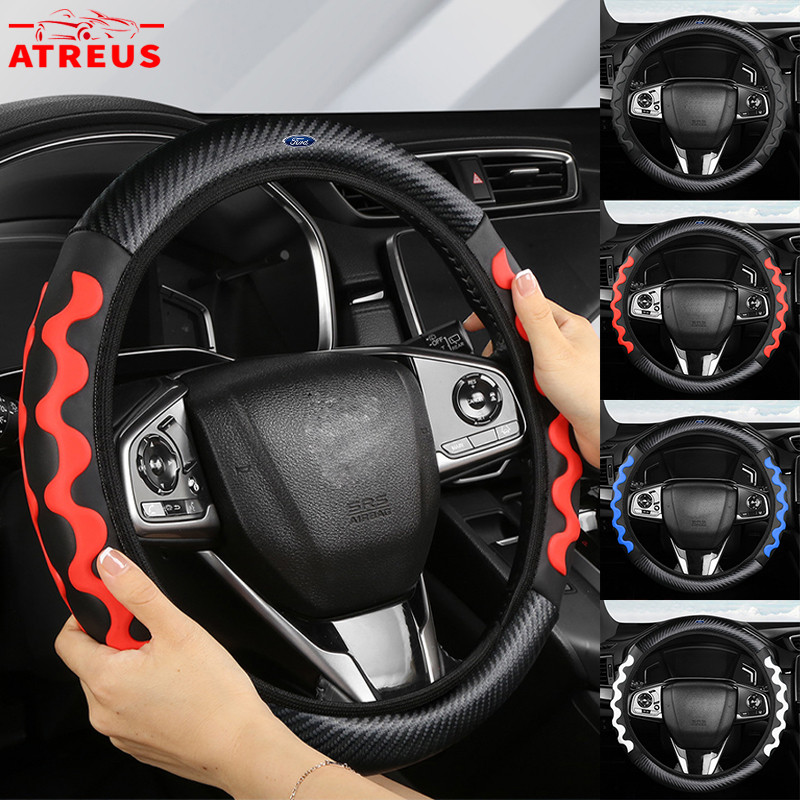 Ford Capa De Proteção Volante Carro Silicone Tampa Do Volante De Couro Para Ranger Ka Focus mk2 New Fiesta MK7 Fusion