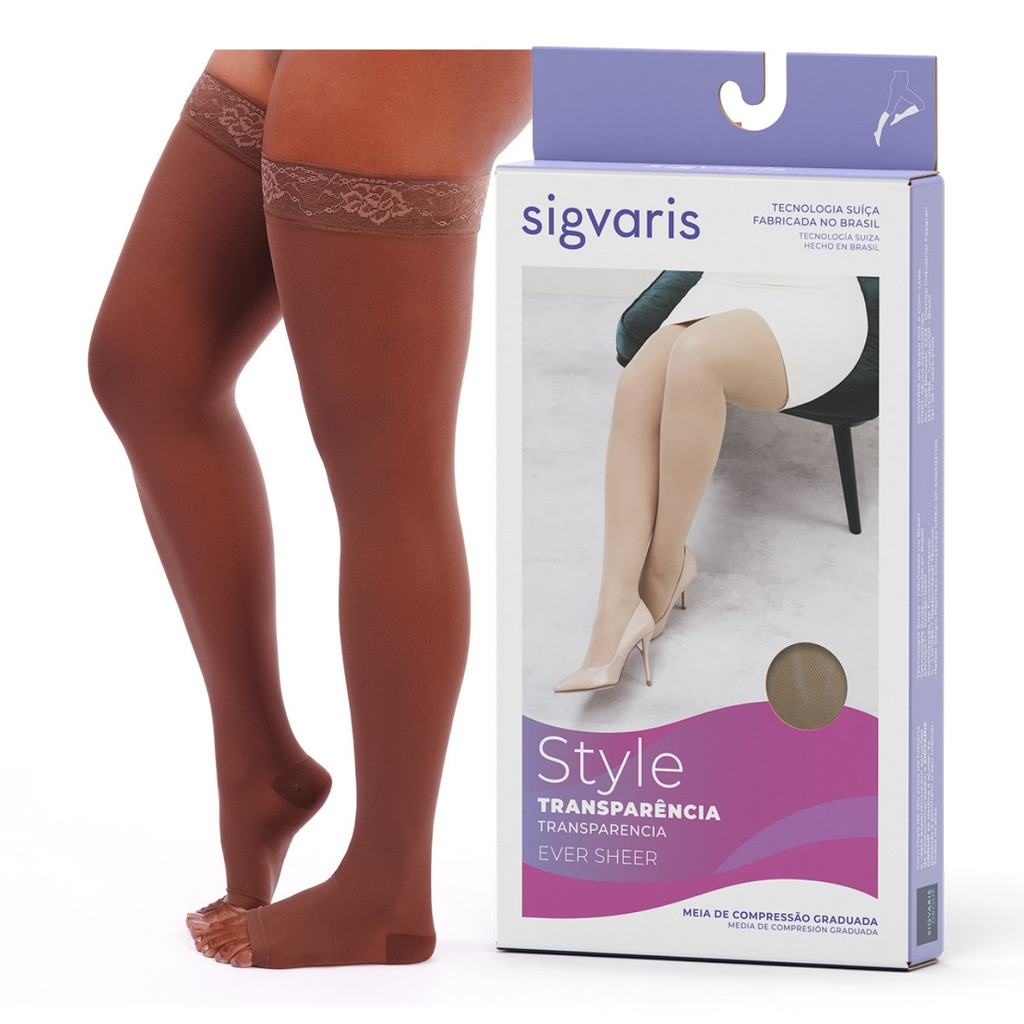 Meia Coxa 7/8 Compressiva | Sigvaris Ever Sheer | 20-30 mmhg - Café