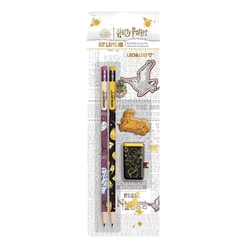 Kit escolar lápis preto com 2 unidades + apontador + borracha Harry Potter Leonora