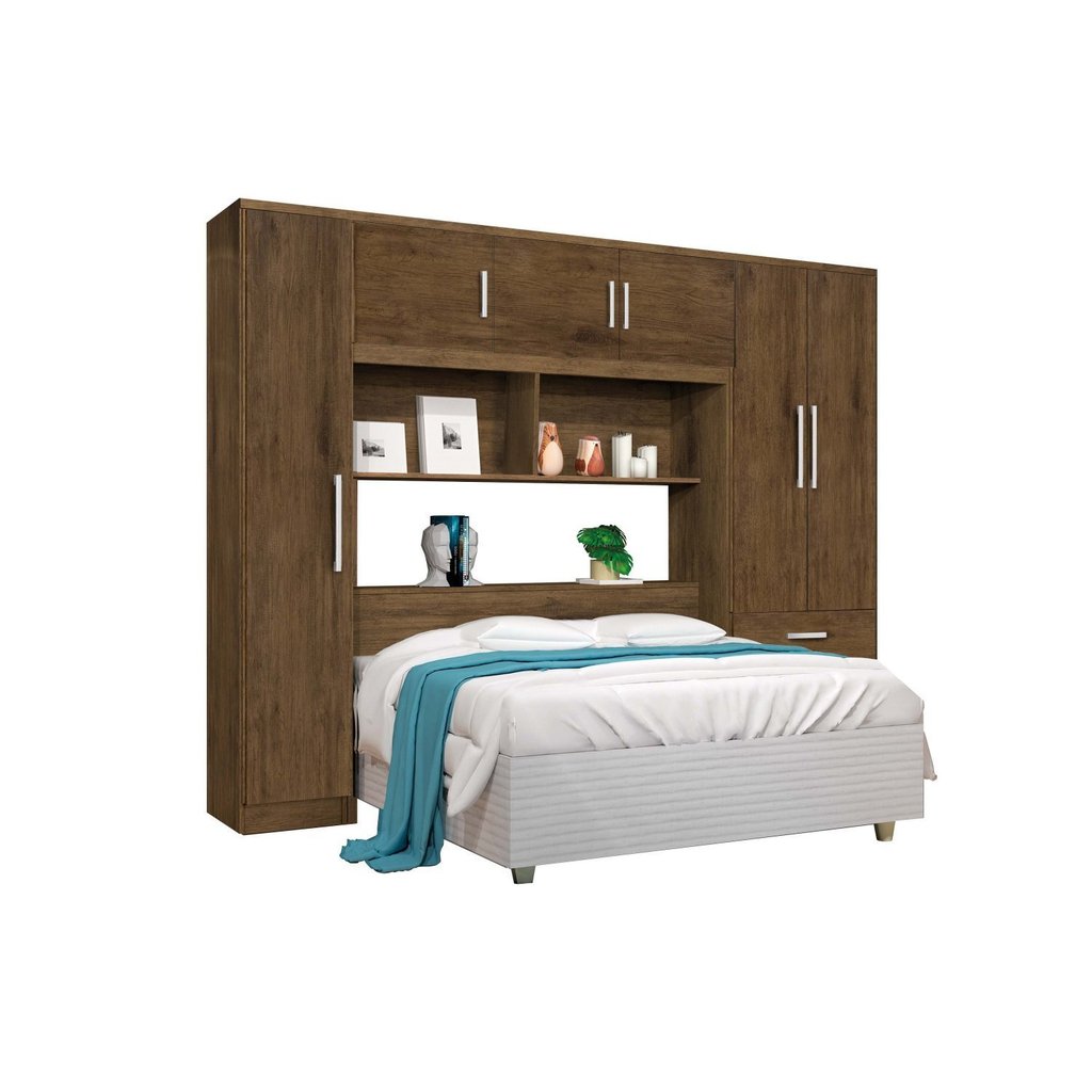 Detalhes do Guarda Roupa Casal com Cabeceira 6 Portas 3 Gavetas Top Cancun  Jequitibá