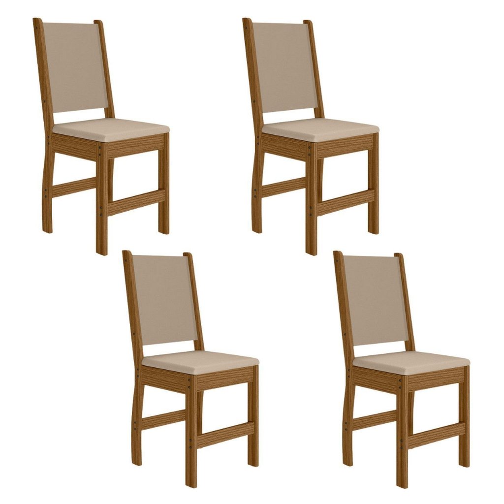 Kit 4 Cadeiras de Jantar Mdf Clara Carvalho/Savana em Oferta na Shopee