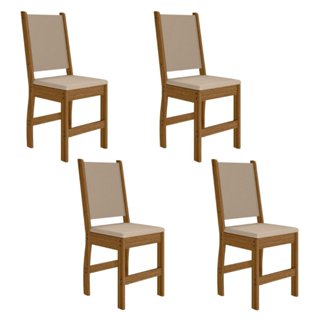 Kit 4 Cadeiras de Jantar Mdf Clara Carvalho/Savana em Oferta na Shopee