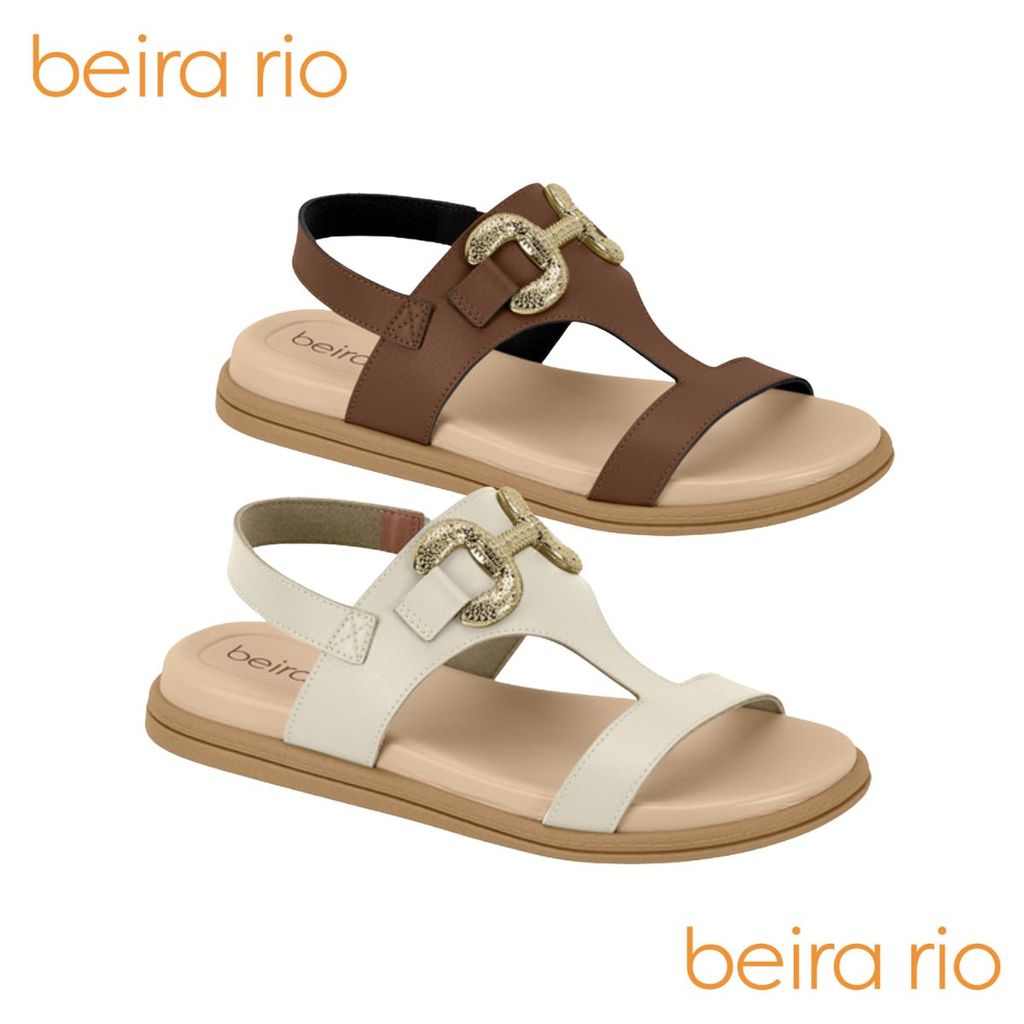 Sandalia Papete Chinelo Feminino Beira Rio Confortavel Detalhes Fivela Metal Ref: 8513.136