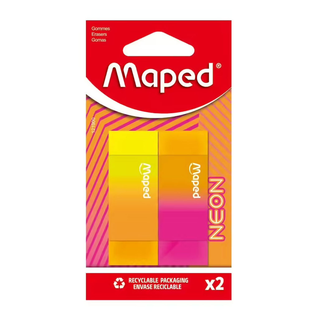 Borracha escolar Neon com 2 unidades 121900 Maped em Oferta na Shopee