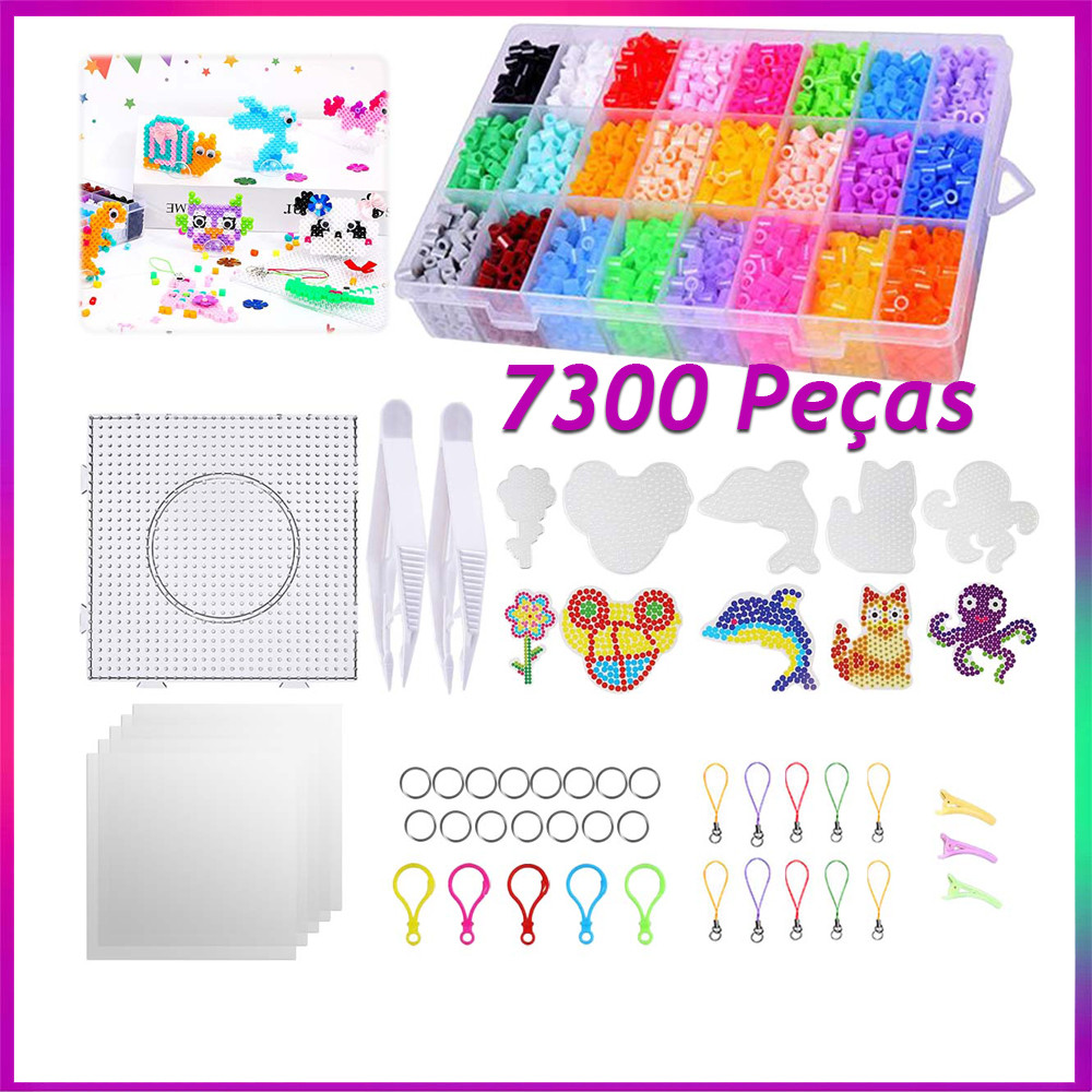 Kit 7300 Peças Conjunto Mini Hama Beads De 5mmx5mm  Brinquedos De Quebra-cabeça 3D Infantis Feitos À Mão em Oferta na Shopee