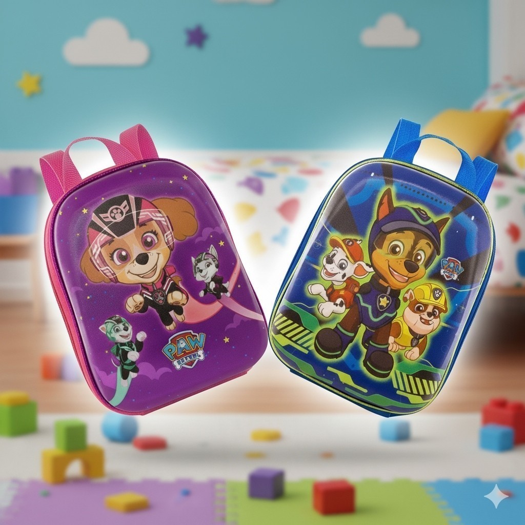 Mochila Infantil Patrulha Canina Chase Spy Roxa ou Azul Mochila Kids Diversão Escola Passeio