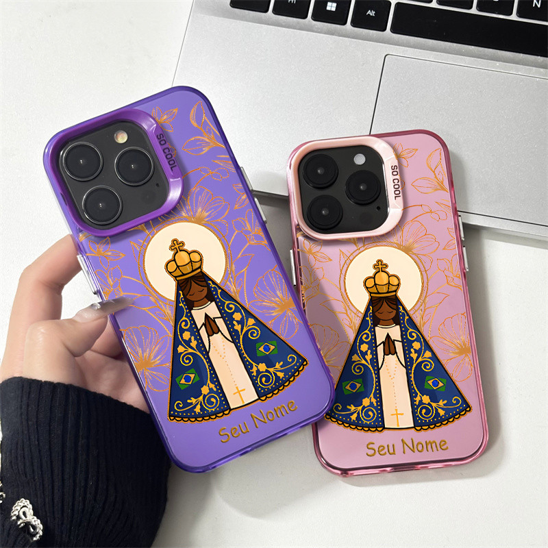 Capinha personalizada transparente Nossa Senhora Aparecida flors para Samsung S22 S24 S23 Ultra S20 S21 S23 FE S24 S25