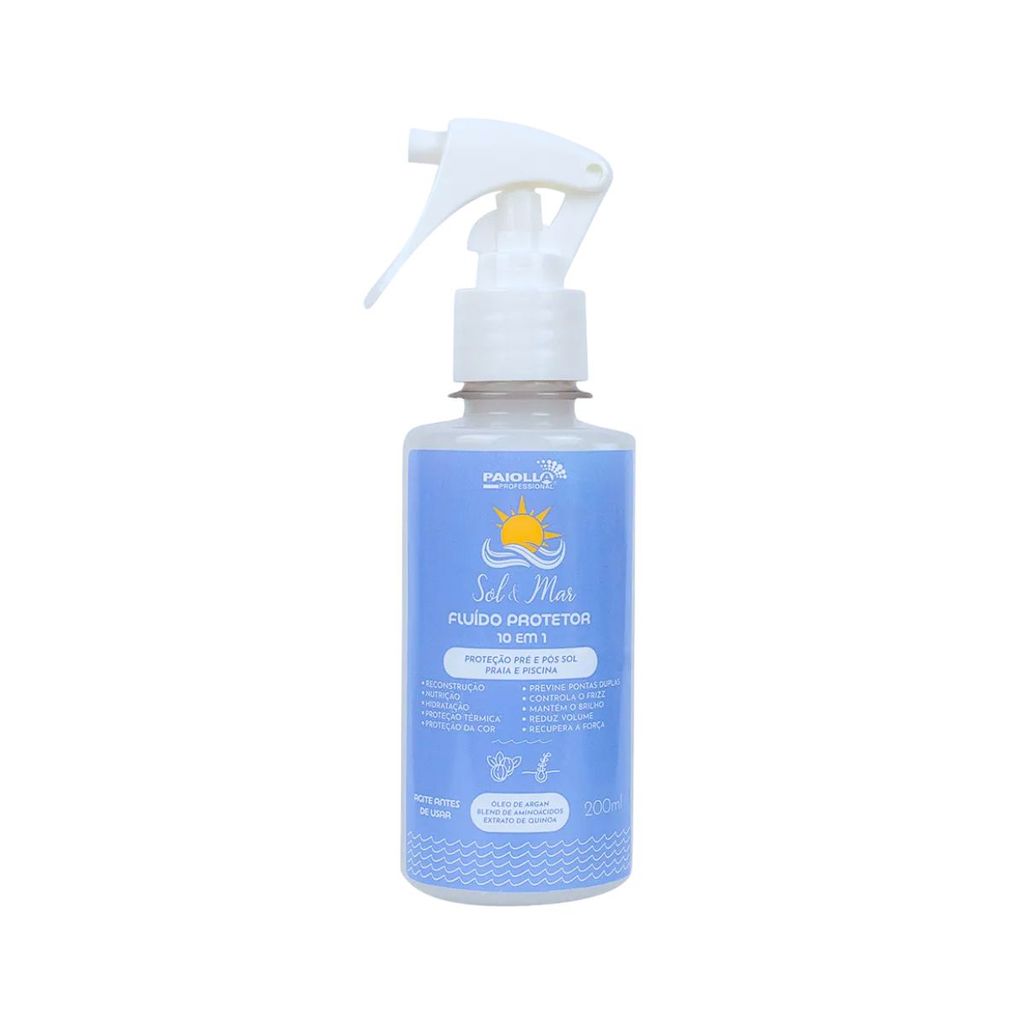 Fluído Protetor Para Cabelo 10 Em 1 Sol E Mar Paiolla 200 Ml - leave-in, proteção térmica, brilho