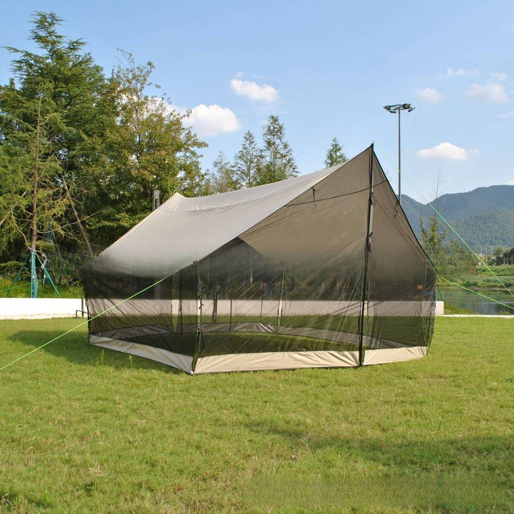 Tenda de malha com cortina de céu três em um, barraca de pavilhão multijogador seca ao sol, pode combinar com a rede