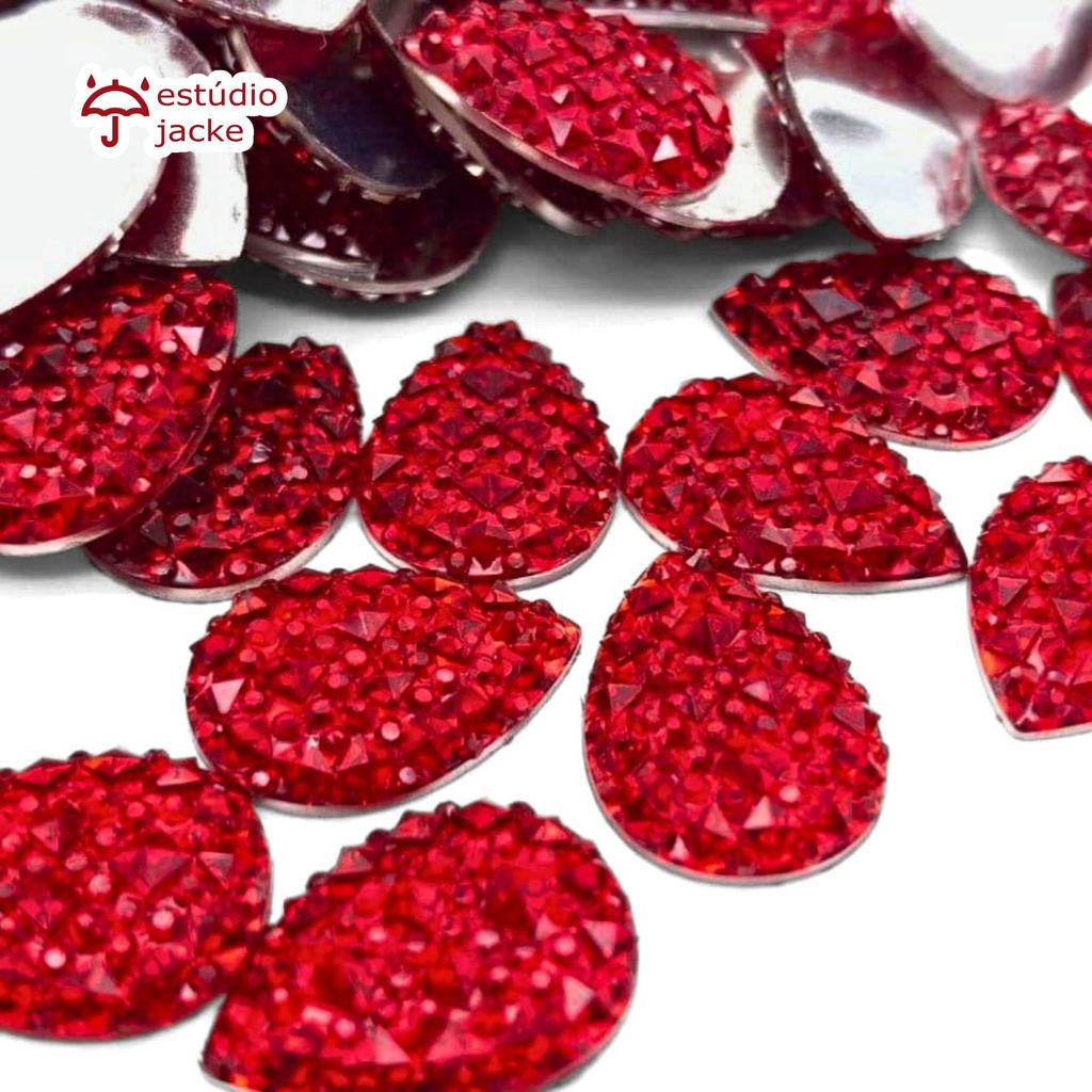 Chaton Gota Cascalho 13x18mm em Acrílico com Base Reta – Para Colagem em Artesanato, Moda, Laços e Decoração em Oferta na Shopee